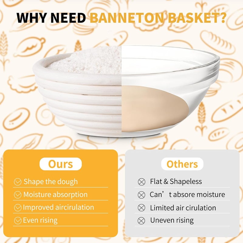 FrutPunch Banneton Bread Proofing Basket Set of 4, with Cloth Lining, Mini Banneton Basket Proofing Baskets for Sourdough Bread Baking 5 Inch, Traditional Sourdough Bread Basket, Home Baking Tools - Image 5